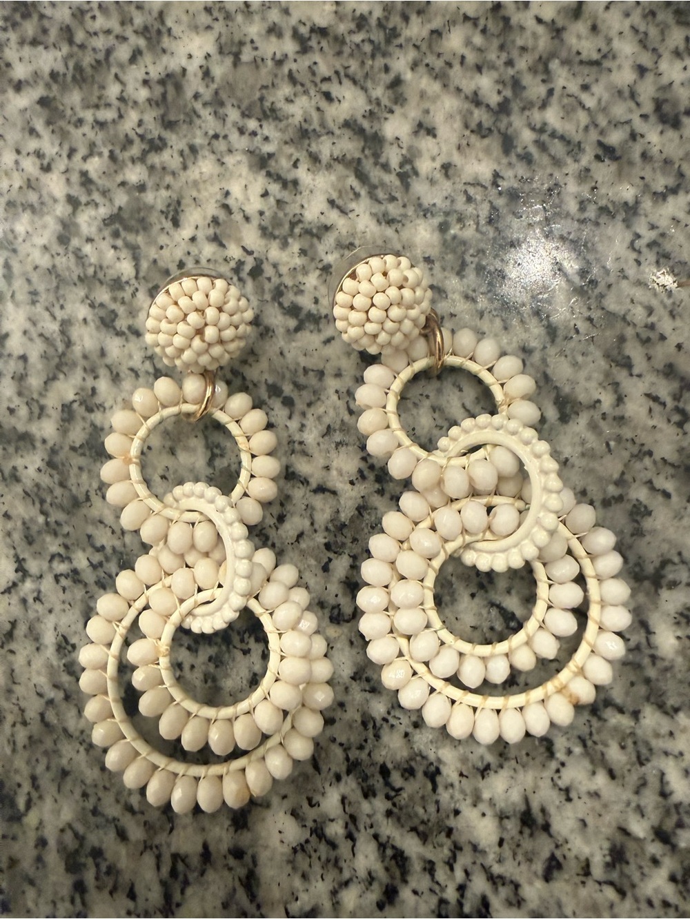 J. Crew white beaded circle drop statement earrings